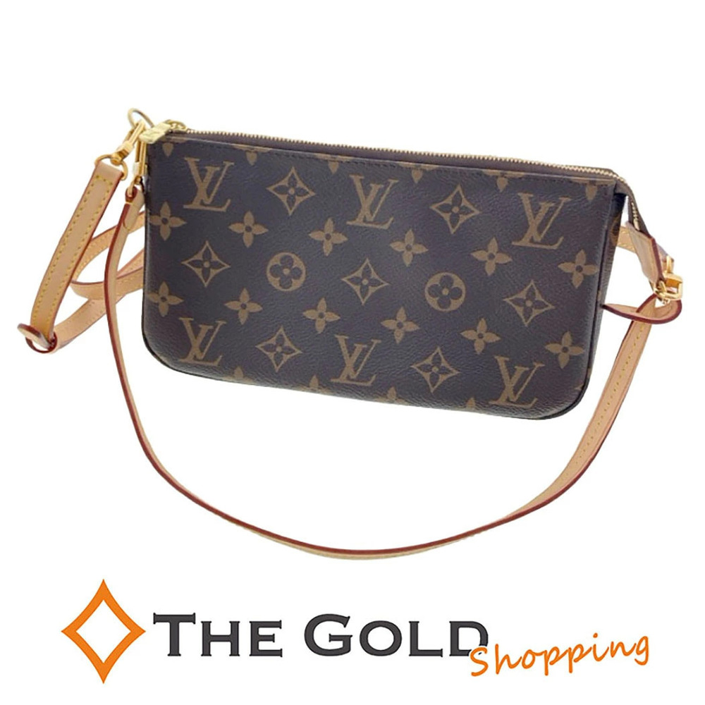 Louis Vuitton Pochette Accessoires Monogram Canvas Pouch Shoulder Bag Brown